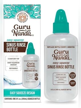 🆕 GuruNanda Sinus Rinse Bottle Easy Squeeze Comfort Tip BPA Free for Nasal Rinse